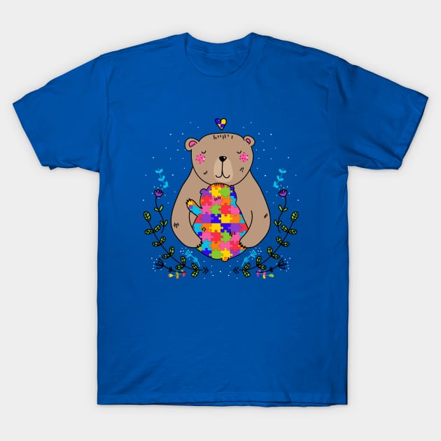 floral autistic mama bear T-Shirt by gossiprag